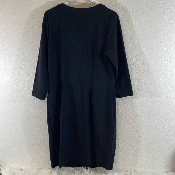 BOSTON PROPER Black Knit Dress Gold Zippers Size Medium - Picture 4 of 8